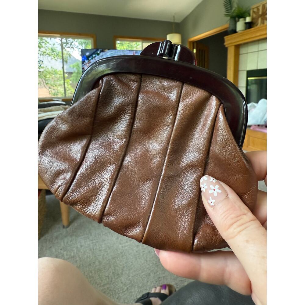 Roger‎ Grimel assesories vintage brown leather coin purse